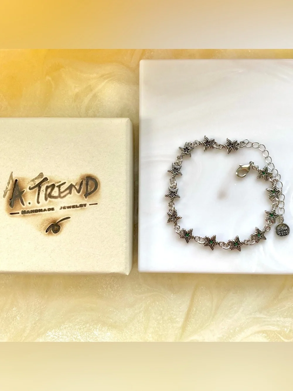 Sterling Starlink Bracelet with Green and Purple Stones